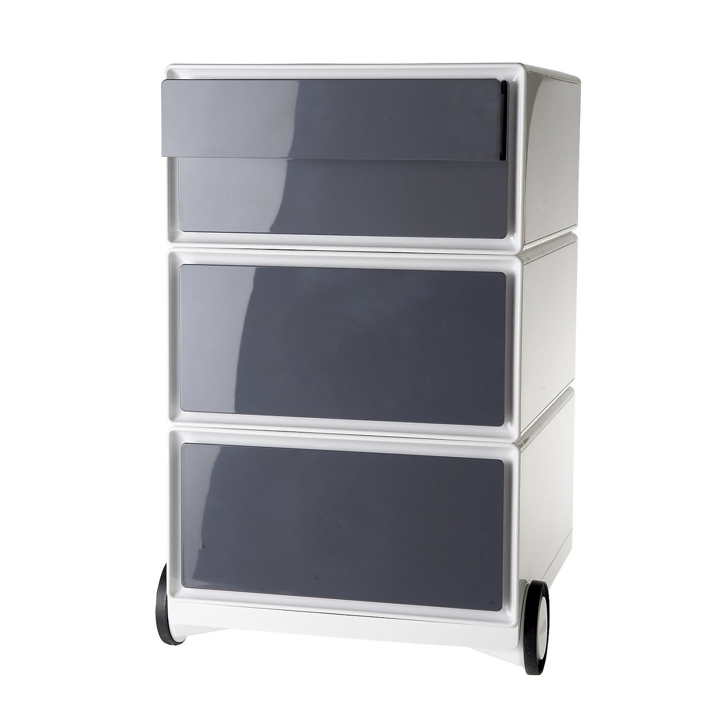 easyBox® mobile pedestal, 2 drawers, 2 flat drawers, white / charcoal.