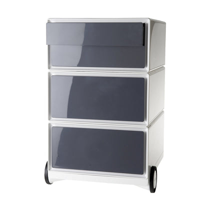 easyBox® mobile pedestal, 2 drawers, 2 flat drawers, white / charcoal.