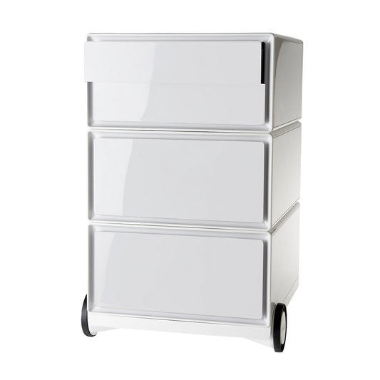 easyBox® mobile pedestal, 2 drawers, 2 flat drawers, white / white.