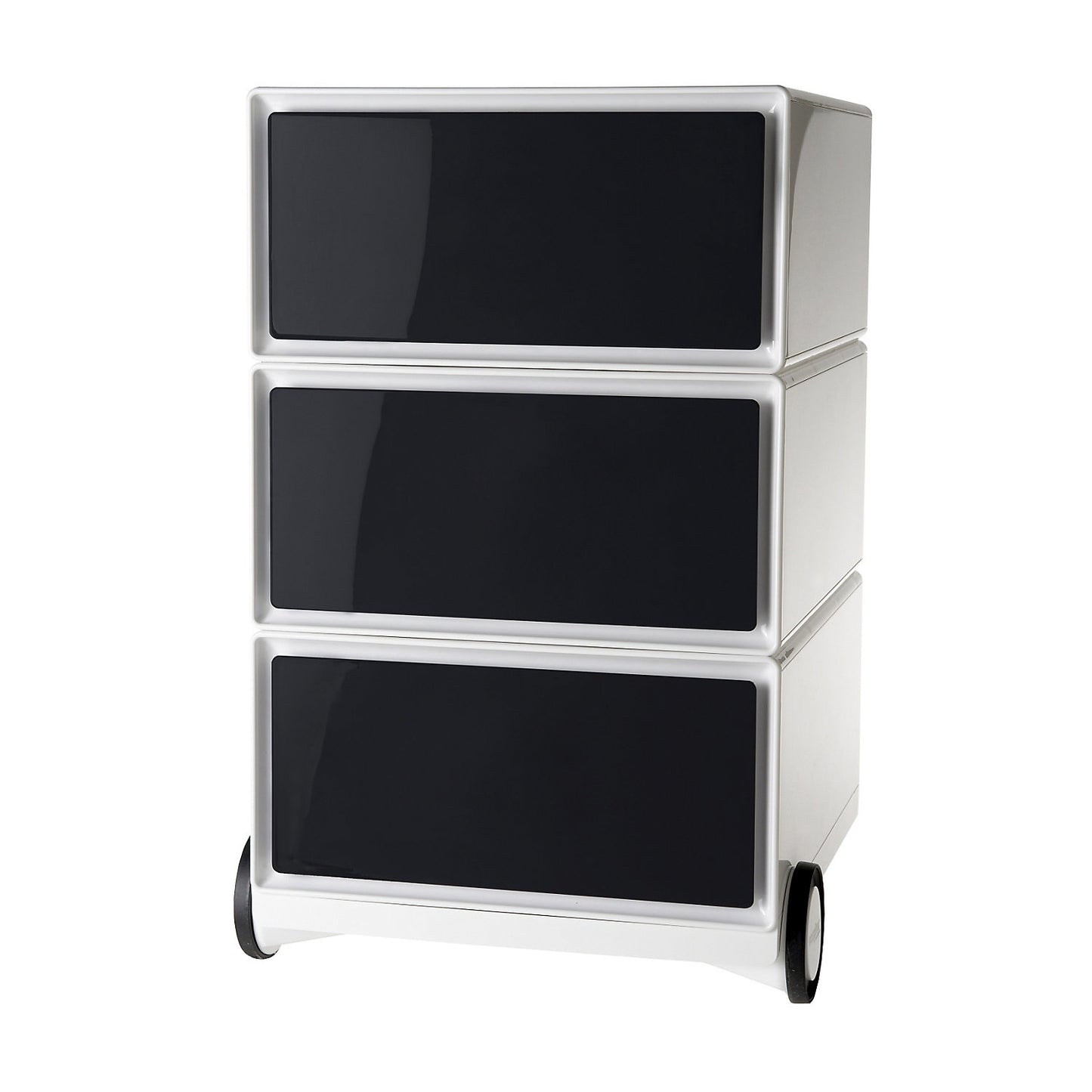easyBox® mobile pedestal, 3 drawers, white / black.