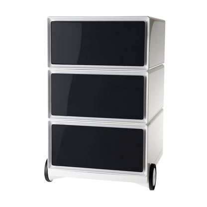 easyBox® mobile pedestal, 3 drawers, white / black.