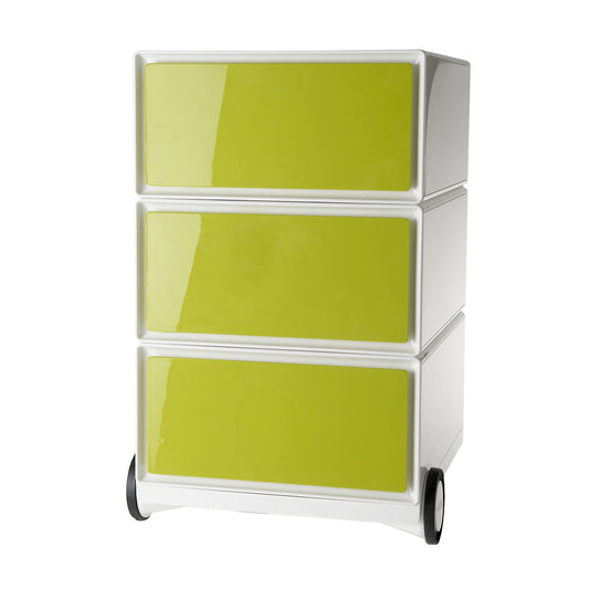 easyBox® mobile pedestal, 3 drawers, white / green.