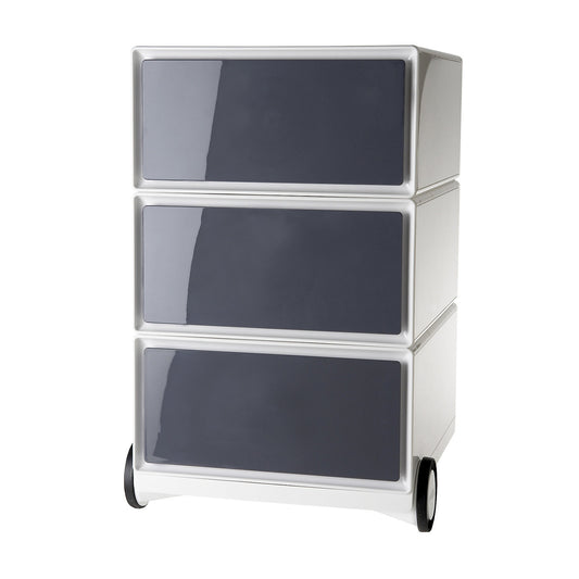 easyBox® mobile pedestal, 3 drawers, white / charcoal.
