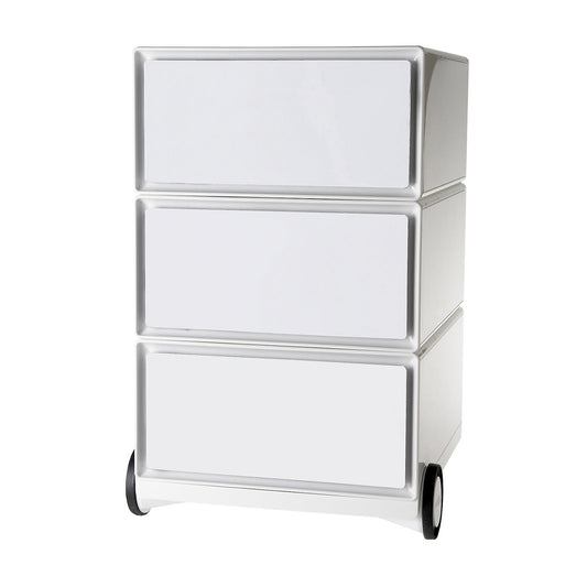 easyBox® mobile pedestal, 3 drawers, white / white.