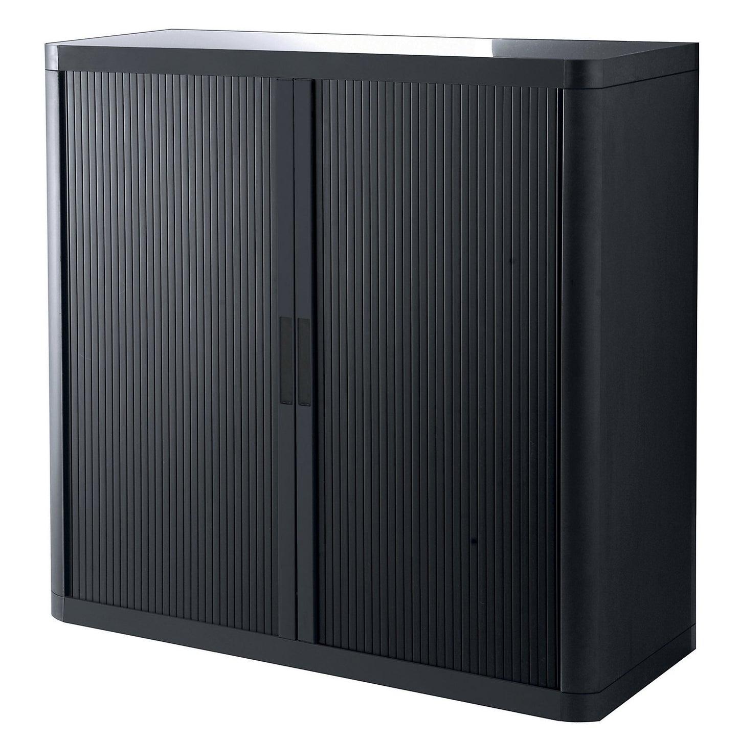 easyOffice® roller shutter cupboard, 2 shelves, height 1040 mm, black / black.