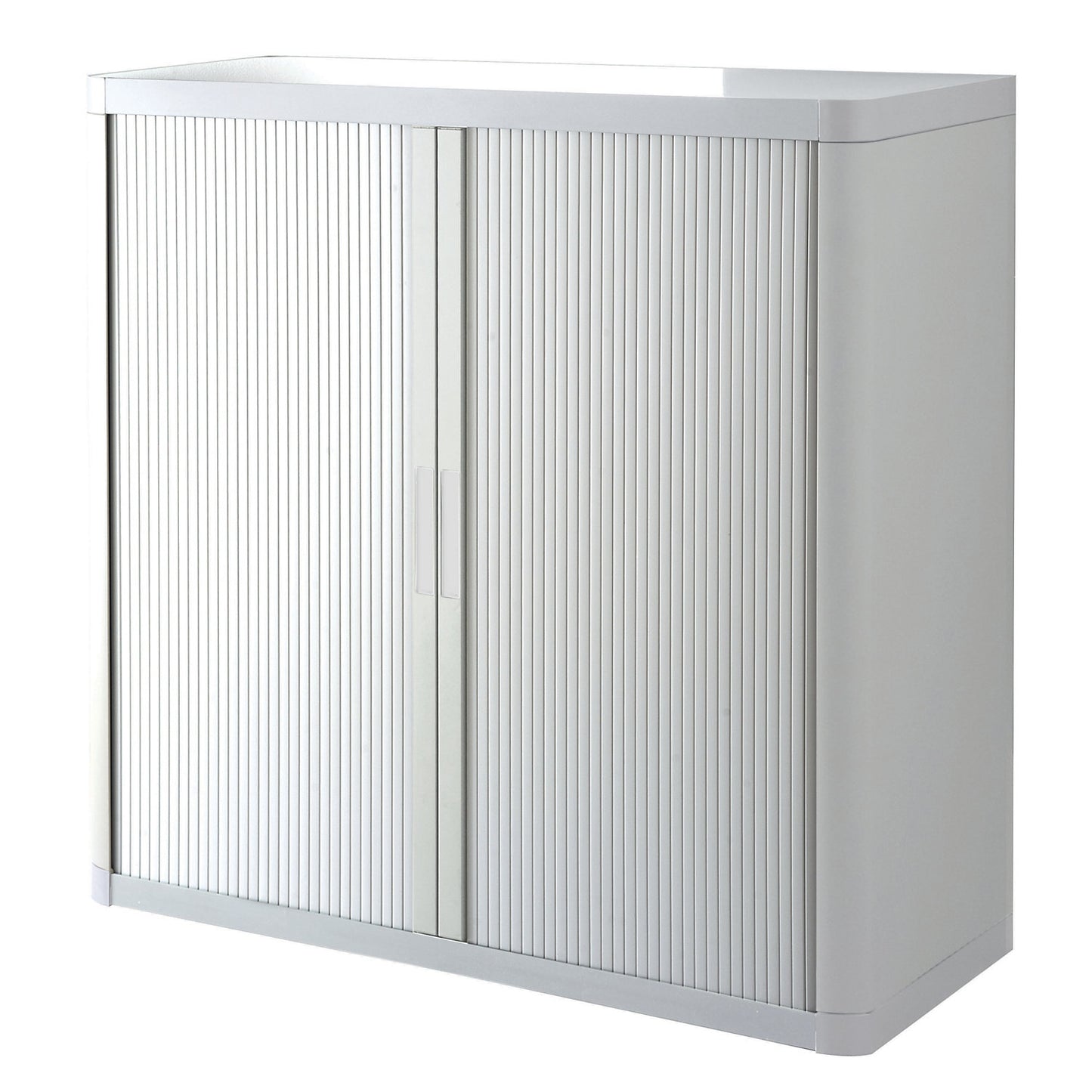 easyOffice® roller shutter cupboard, 2 shelves, height 1040 mm, white / white.