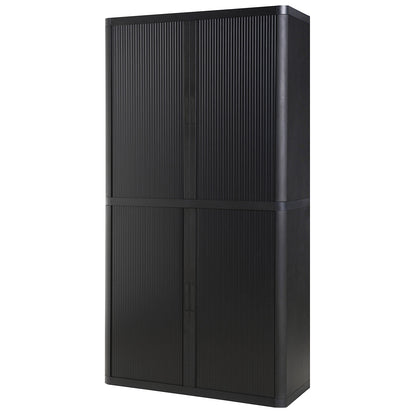 easyOffice® roller shutter cupboard, 4 shelves, height 2040 mm, black / black.