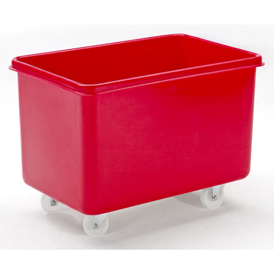 Mobile square polyethylene containers, capacity 227 l, red.