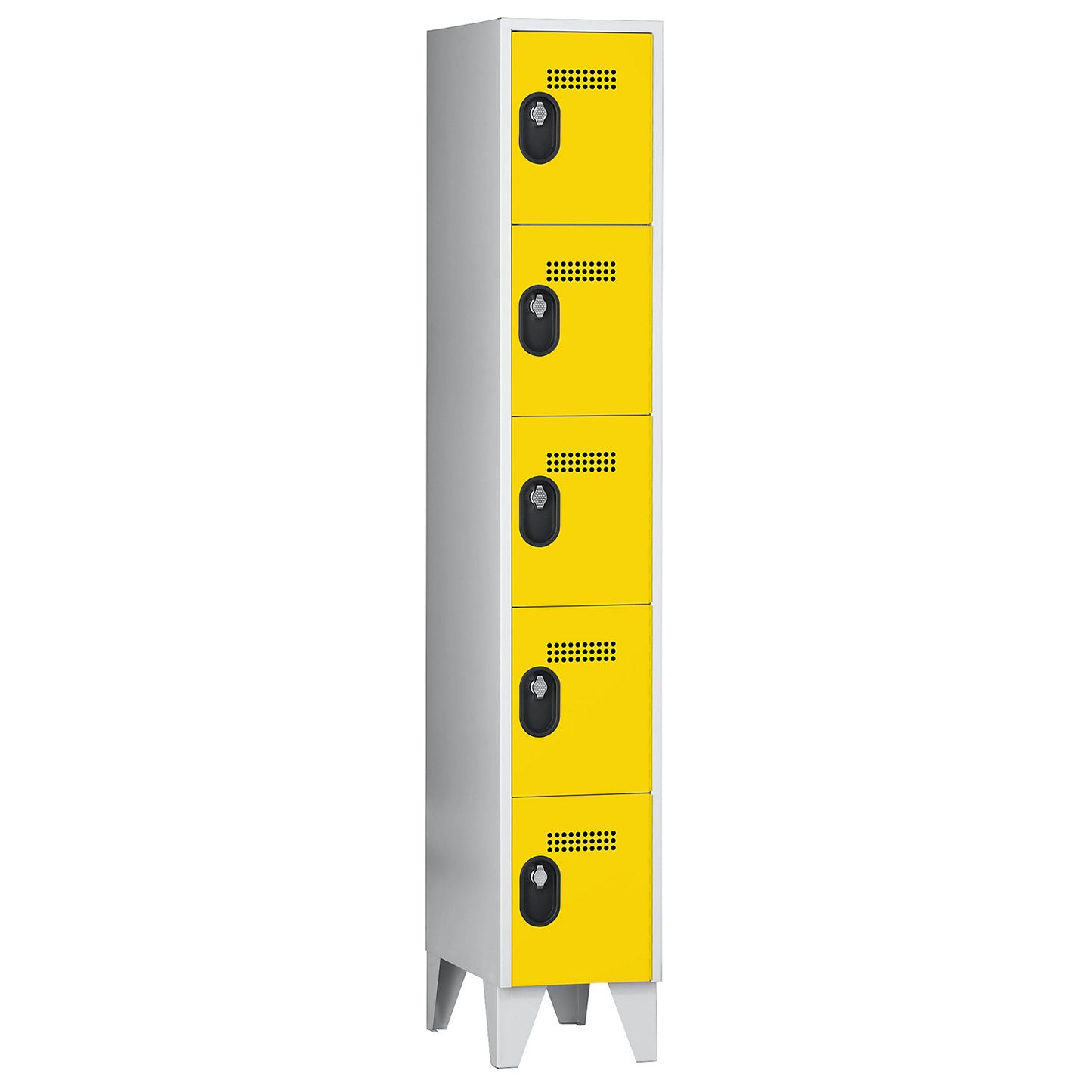 Köln 5-fold compartment locker, 1 compartment, light grey / zinc yellow, 300 mm.