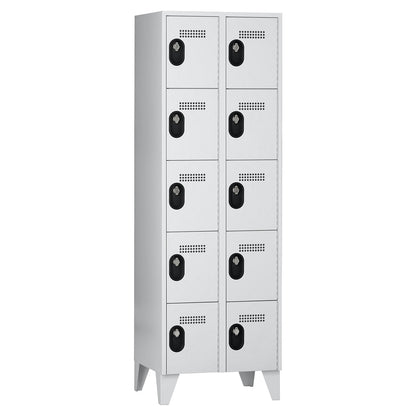 Köln 5-fold compartment locker, 2 compartments, light grey, 600 mm.
