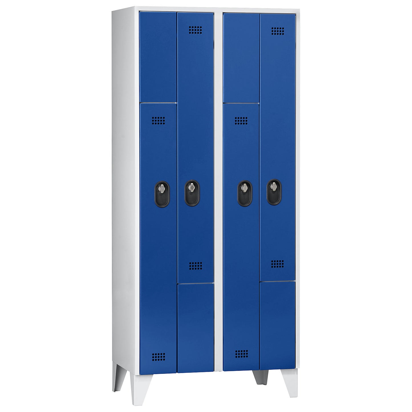 Köln Z locker, 2 compartments, W 800 mm, body / door colour light grey / gentian blue.
