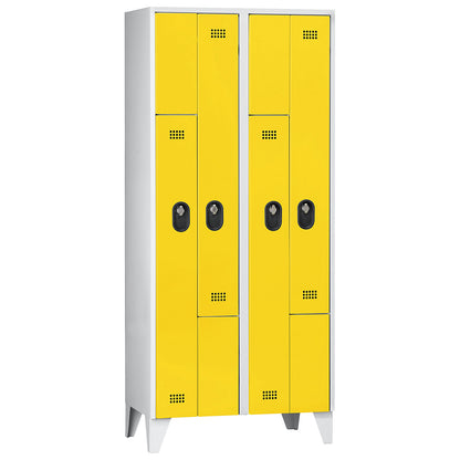 Köln Z locker, 2 compartments, W 800 mm, body / door colour light grey / zinc yellow.