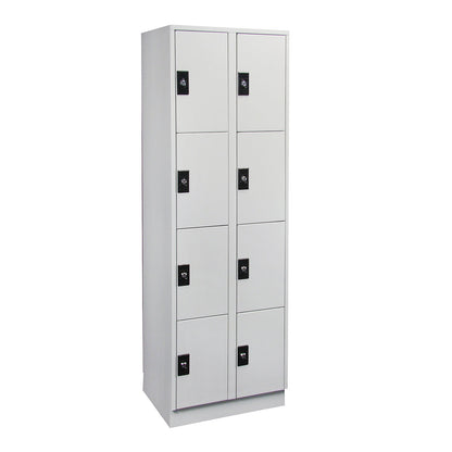 Stuttgart 4-fold compartment locker, 2 compartments, W 600 mm, light grey / light grey.