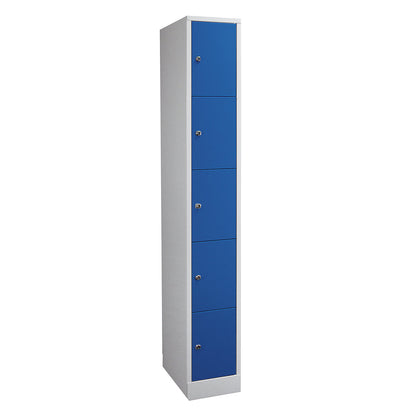 Komfort 5-fold compartment locker, 1 compartment, light grey / gentian blue, width 400 mm.