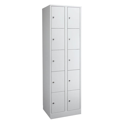 Komfort 5-fold compartment locker, 2 compartments, light grey, width 800 mm.