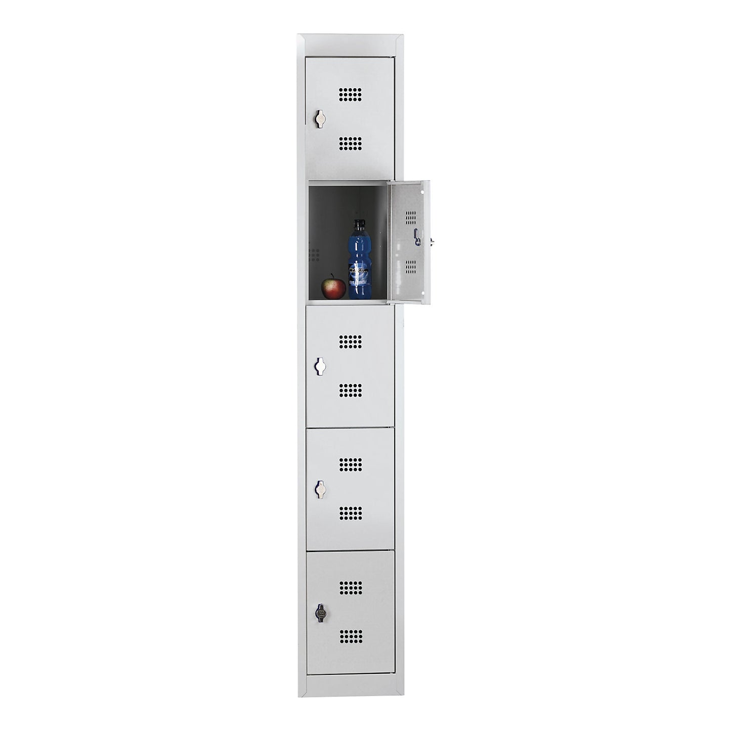 Hamburg 5-fold compartment locker, 1 compartment, 5 compartments, height 320 mm, width 300 mm, extension element, light grey / light grey.