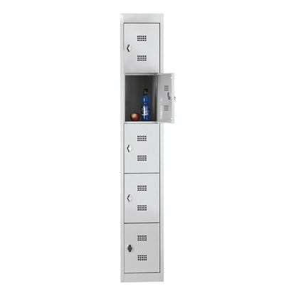 Hamburg 5-fold compartment locker, 1 compartment, 5 compartments, height 320 mm, width 300 mm, extension element, light grey / light grey.