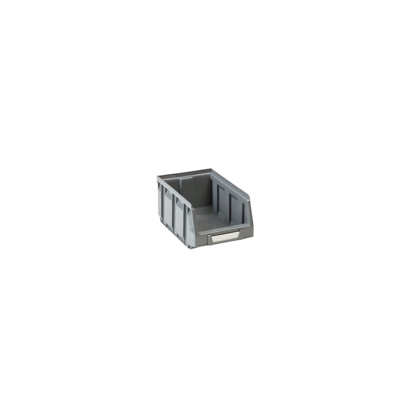 Open fronted storage bin made of polyethylene, LxWxH 165 x 105 x 82 mm, grey, pack of 48.