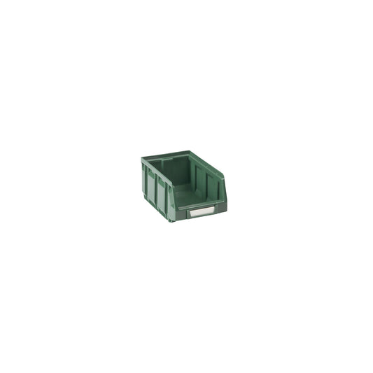 Open fronted storage bin made of polyethylene, LxWxH 165 x 105 x 82 mm, green, pack of 48.