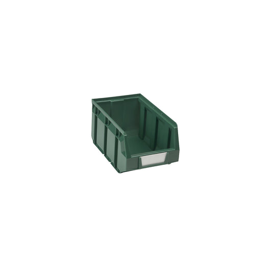 Open fronted storage bin made of polyethylene, LxWxH 234 x 144 x 123 mm, green, pack of 38.