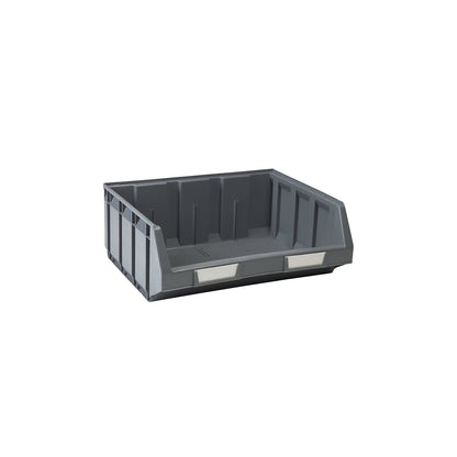 Open fronted storage bin made of polyethylene, LxWxH 344 x 408 x 164 mm, grey, pack of 8.