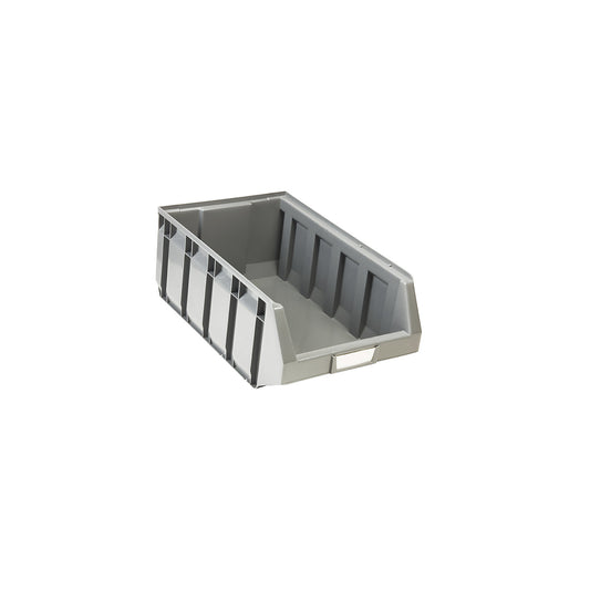 Open fronted storage bin made of polyethylene, LxWxH 480 x 297 x 189 mm, grey, pack of 12.