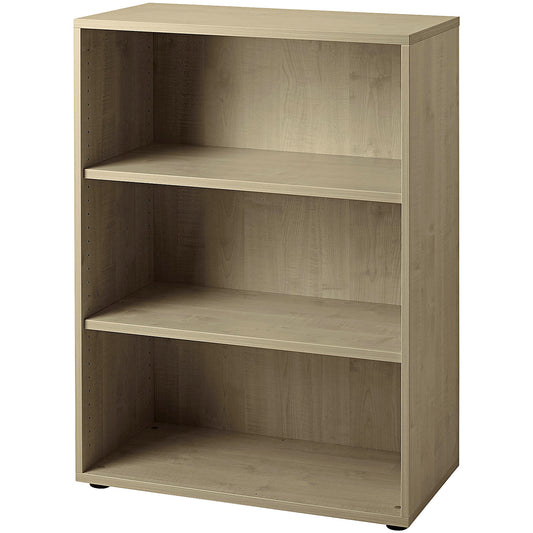 Office shelf unit, 2 shelves, HxWxD 1100 x 800 x 400 mm, walnut finish.