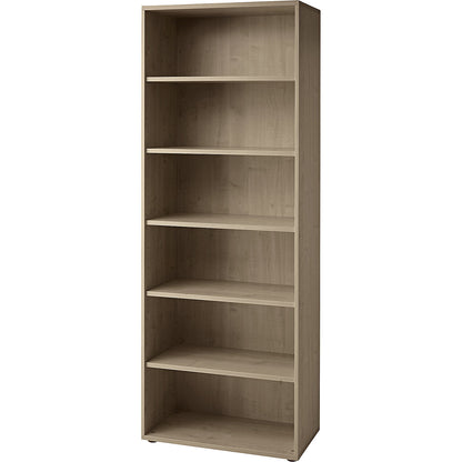 Office shelf unit, 5 shelves, HxWxD 2156 x 800 x 400 mm, walnut finish.