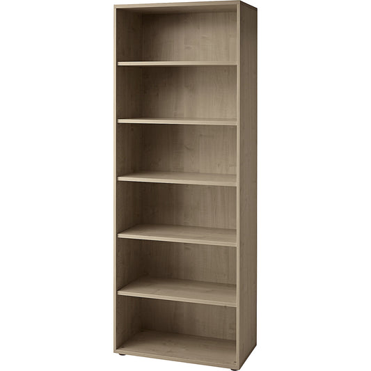 Office shelf unit, 5 shelves, HxWxD 2156 x 800 x 400 mm, walnut finish.