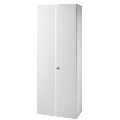 Filing cupboard, hinged doors, 5 shelves, light grey / light grey.