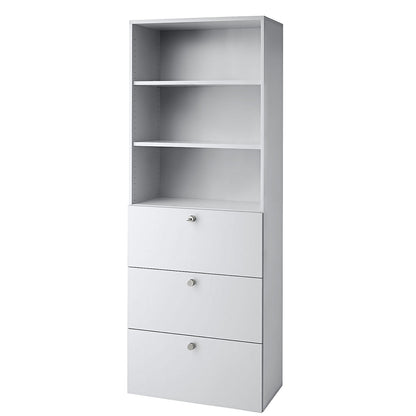 Combination cupboards, 2 shelves, 3 suspension file drawers, graphite / oak.