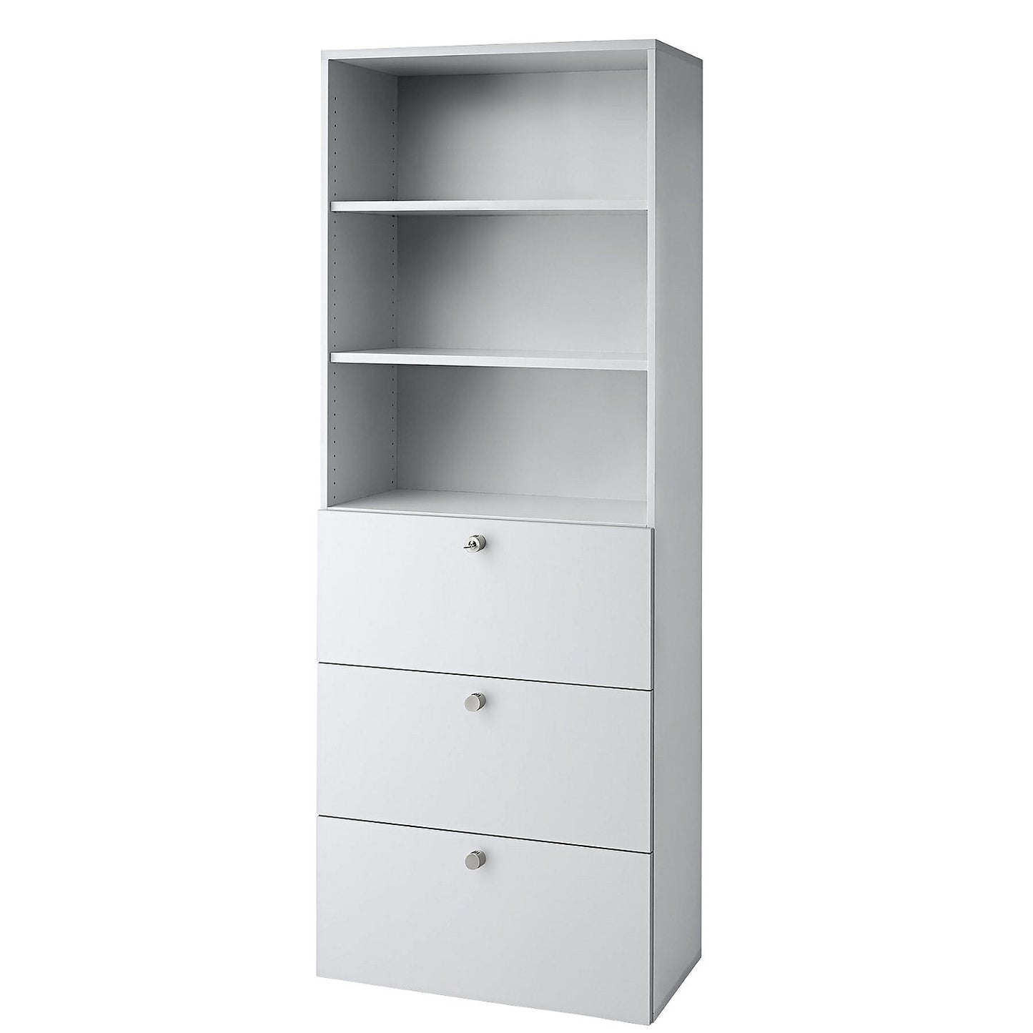 Combination cupboards, 2 shelves, 3 suspension file drawers, graphite / beech.