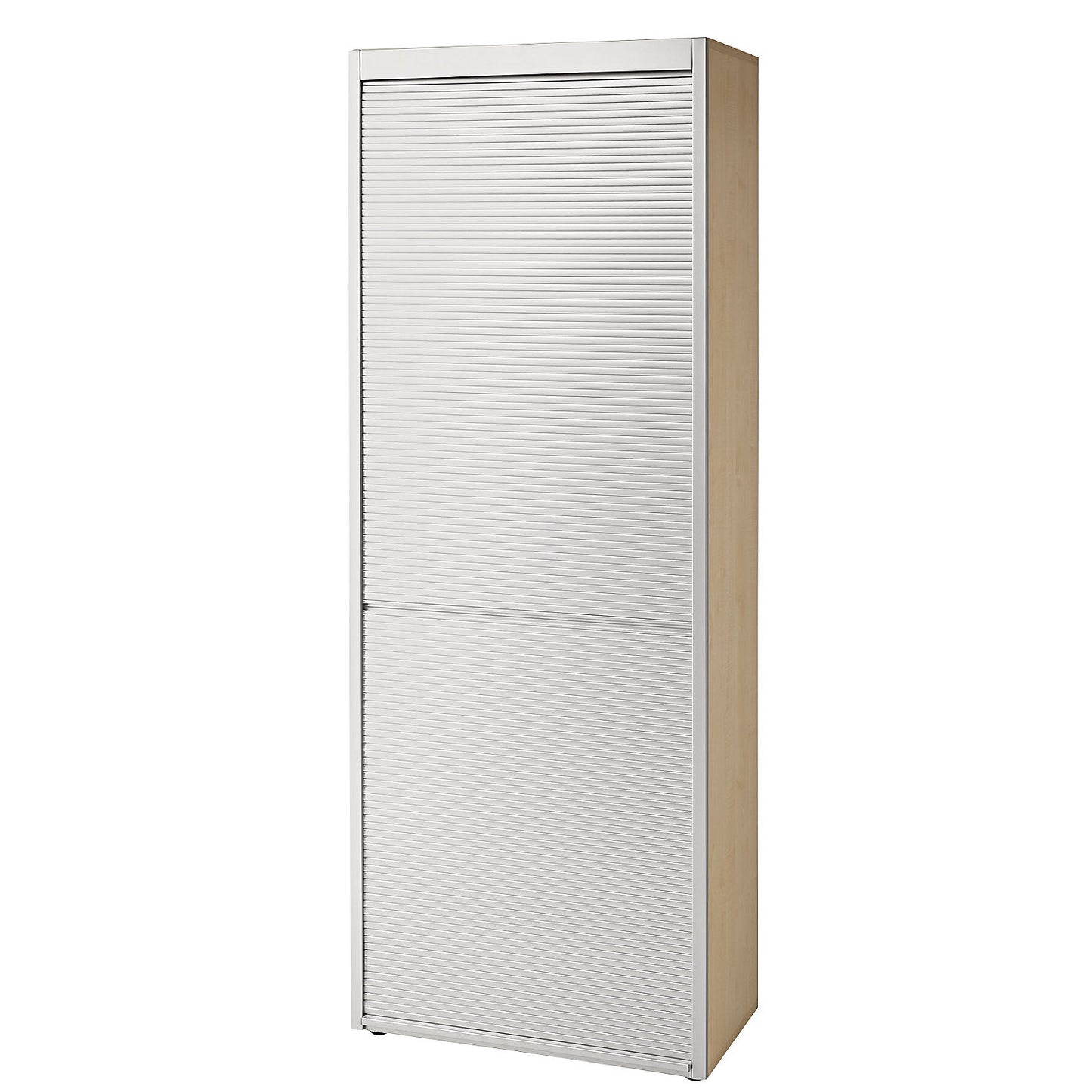 Roller shutter cupboard, 3 shelves, maple finish / aluminium silver.
