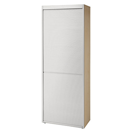 Roller shutter cupboard, 3 shelves, maple finish / aluminium silver.