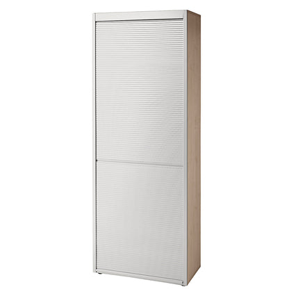 Roller shutter cupboard, 3 shelves, walnut finish / aluminium silver.