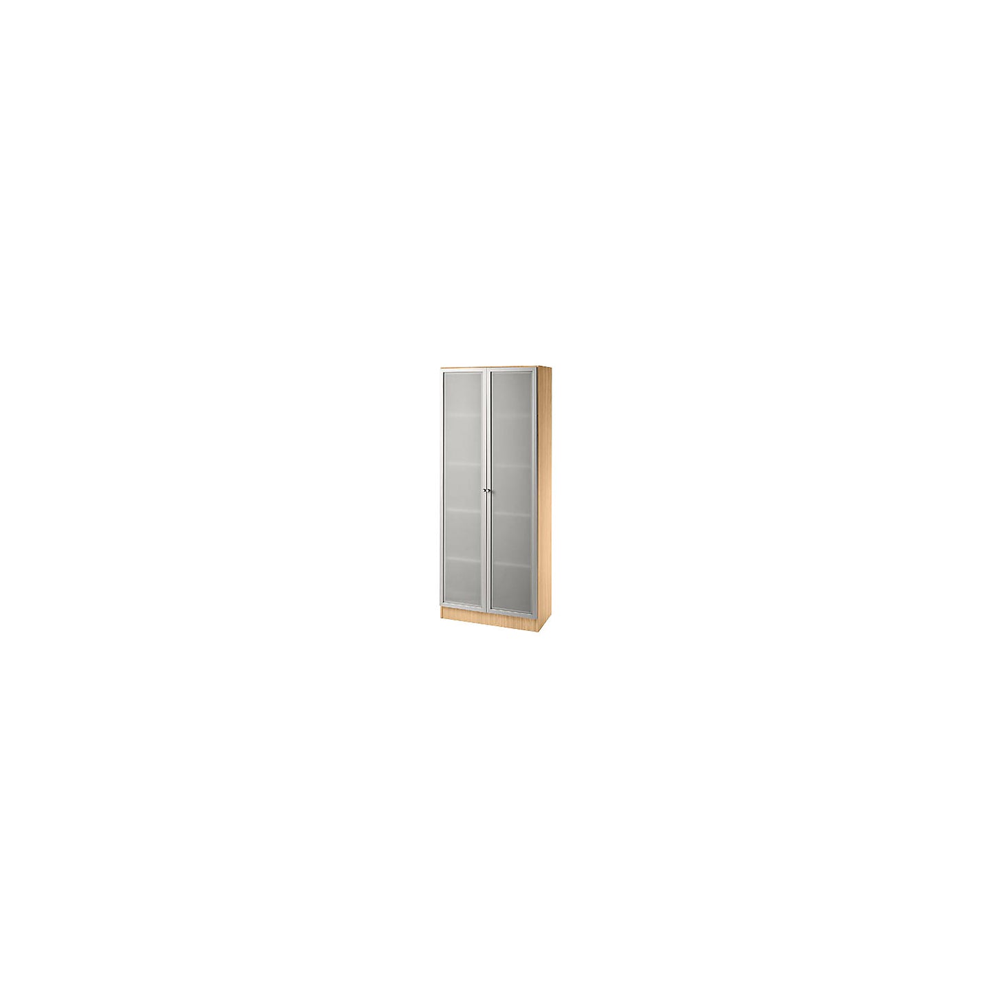 Glass door cupboard, 4 shelves, WxD 800 x 420 mm, beech finish.