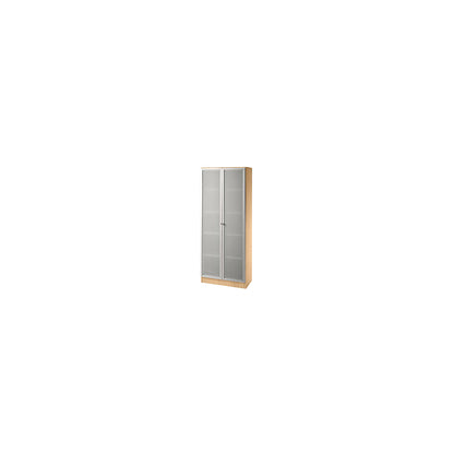 Glass door cupboard, 4 shelves, WxD 800 x 420 mm, beech finish.