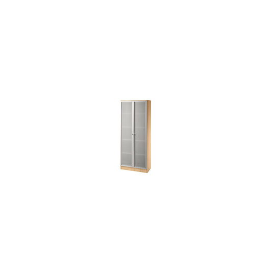Glass door cupboard, 4 shelves, WxD 800 x 420 mm, beech finish.