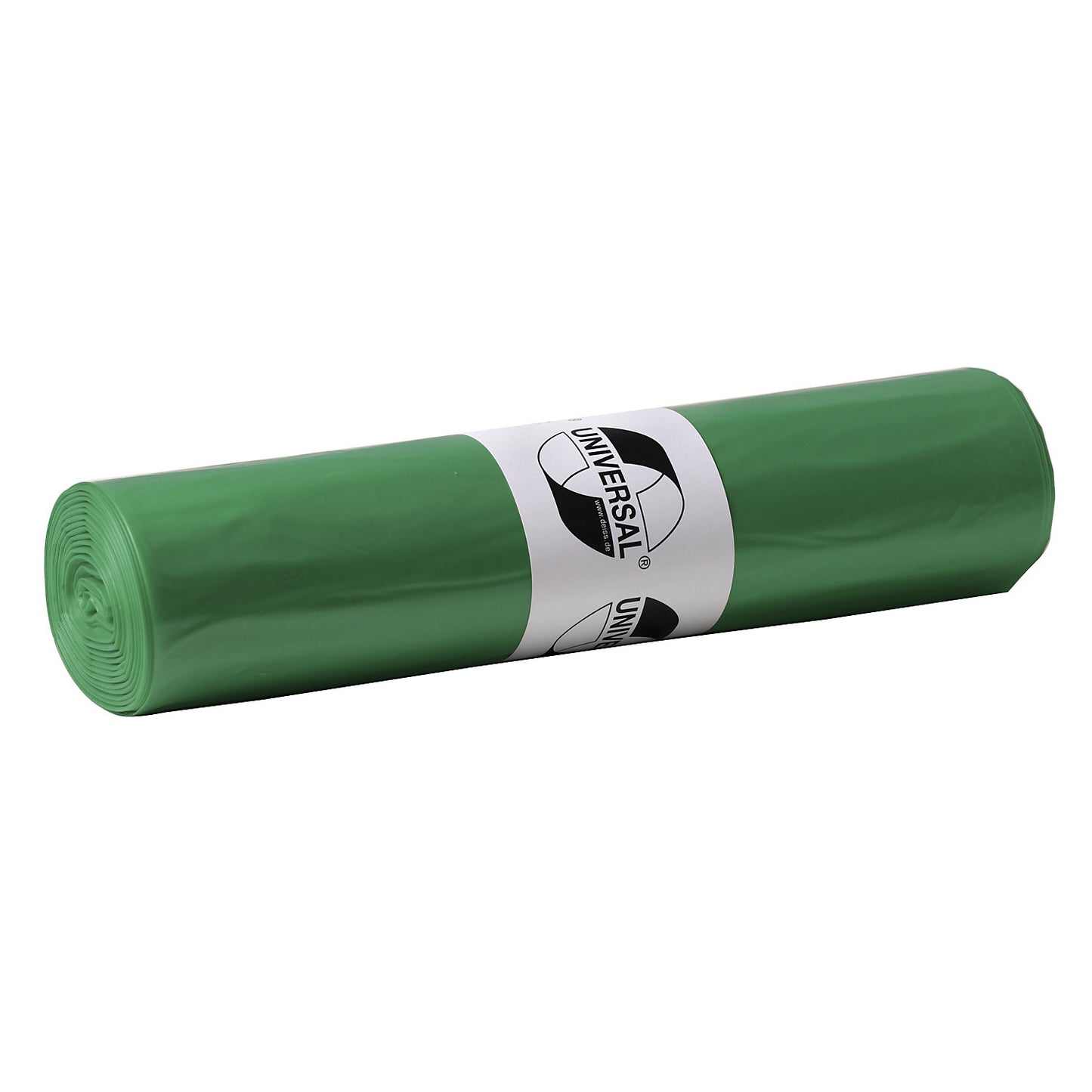 Waste sacks, HDPE, 120 L, 23 µm, WxL 700 x 1100 mm, pack of 500, green.