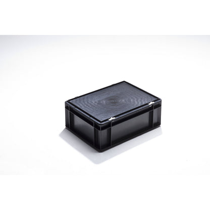 ESD stacking container made of polypropylene, external LxWxH 400 x 300 x 145 mm, capacity 13 l, pack of 4.