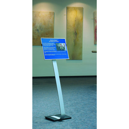 Floor stand with notice panel, made of aluminium, A3, WxH 297 x 420 mm.