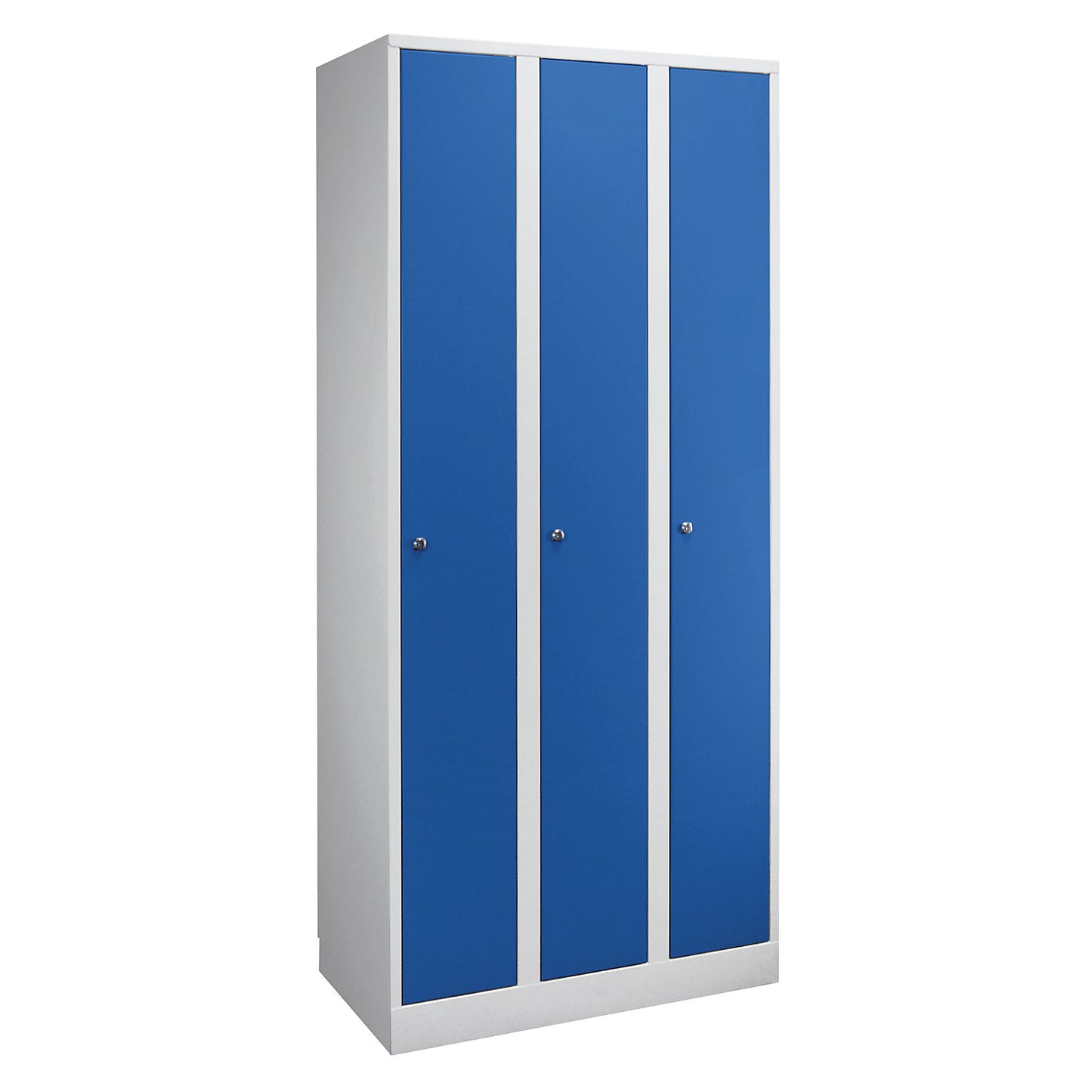 Komfort locker, 3 compartments, light grey / gentian blue, width 1200 mm.