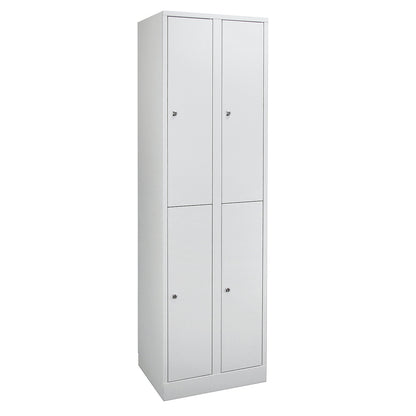 Komfort double deck locker, 2 compartments, light grey, width 800 mm.