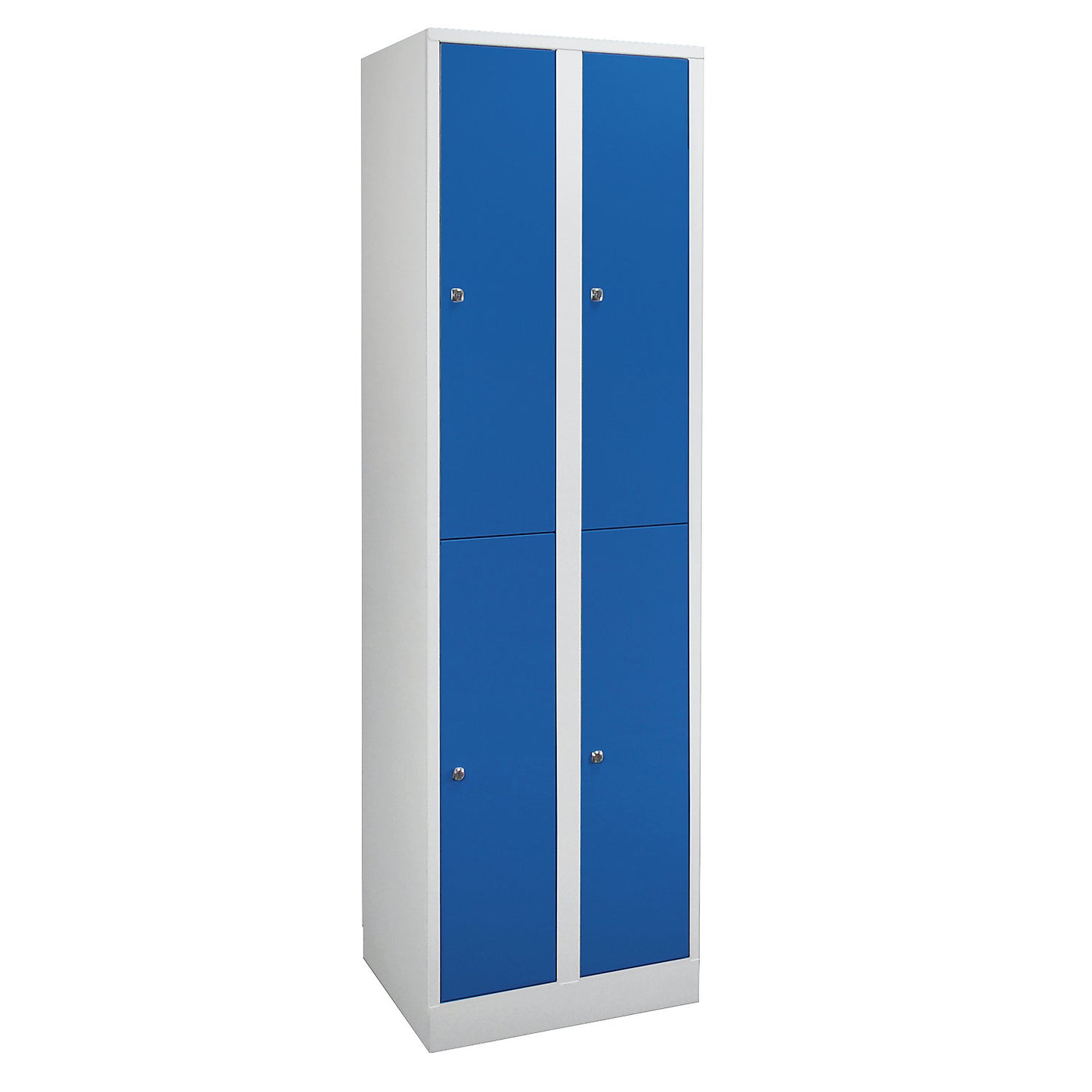 Komfort double deck locker, 2 compartments, light grey / gentian blue, width 800 mm.