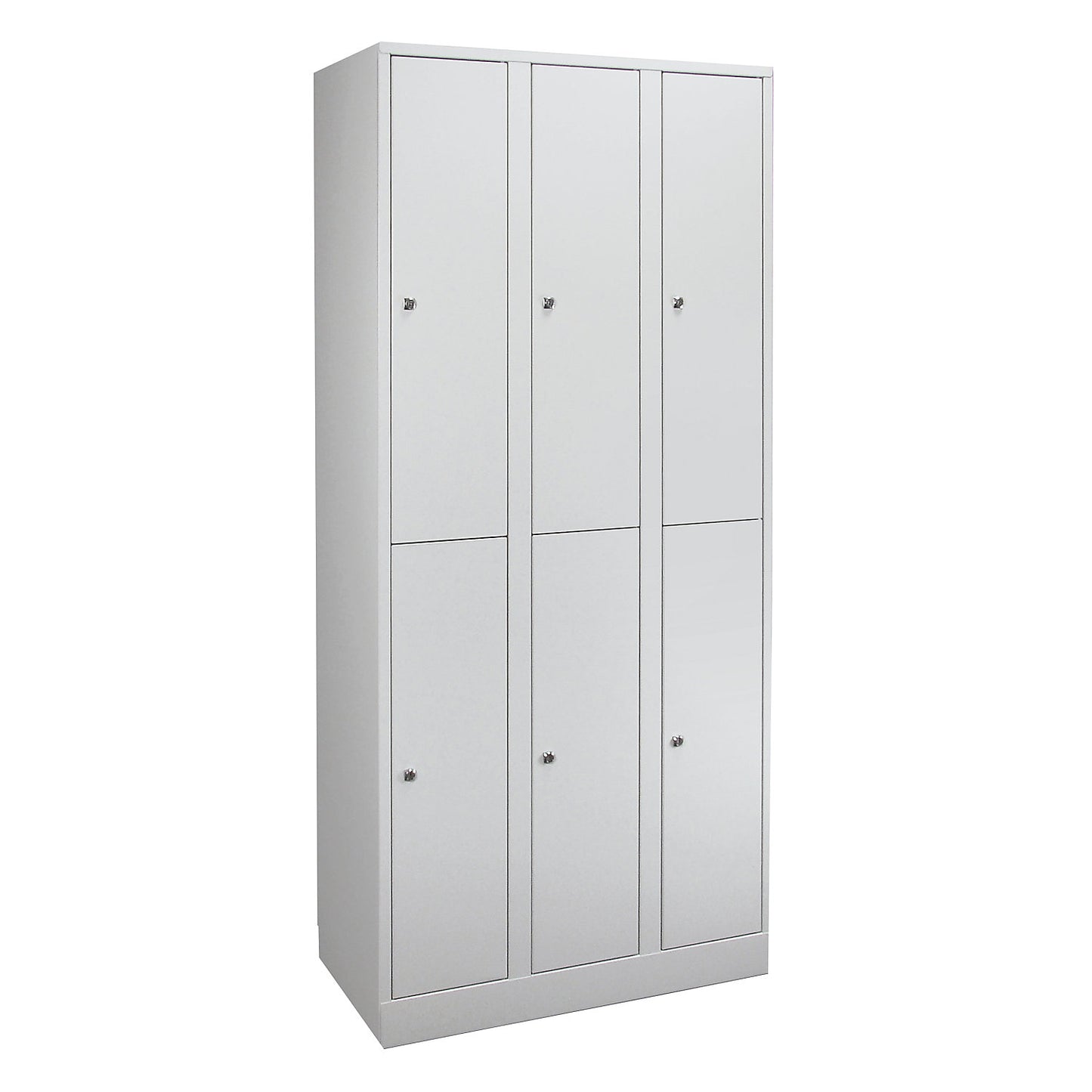 Komfort double deck locker, 3 compartments, light grey, width 900 mm.