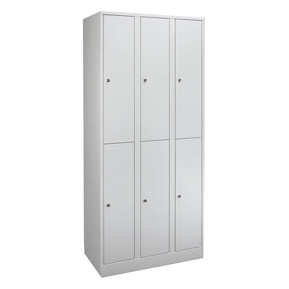 Komfort double deck locker, 3 compartments, light grey, width 1200 mm.