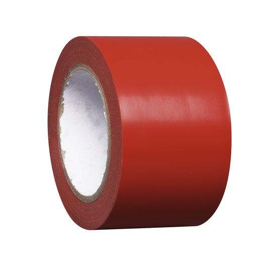 Floor marking tape made of vinyl, single colour, width 75 mm, red, pack of 8 rolls.