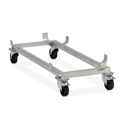 Dolly for rectangular GRP containers, polypropylene castors, black, for LxW 1218 x 620 mm, wheel Ø 100 mm.
