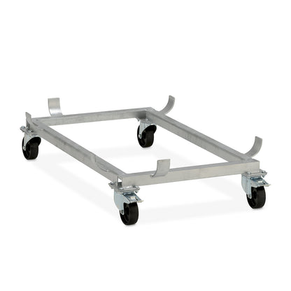 Dolly for rectangular GRP containers, polypropylene castors, black, for LxW 1190 x 790 mm, wheel Ø 100 mm.