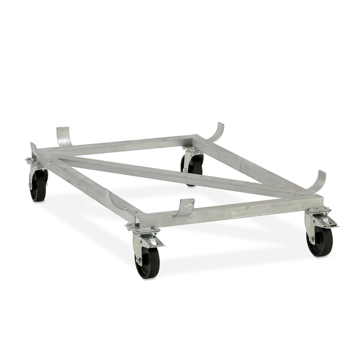 Dolly for rectangular GRP containers, polypropylene castors, black, for LxW 1320 x 970 mm, wheel Ø 125 mm, for 550 l capacity.